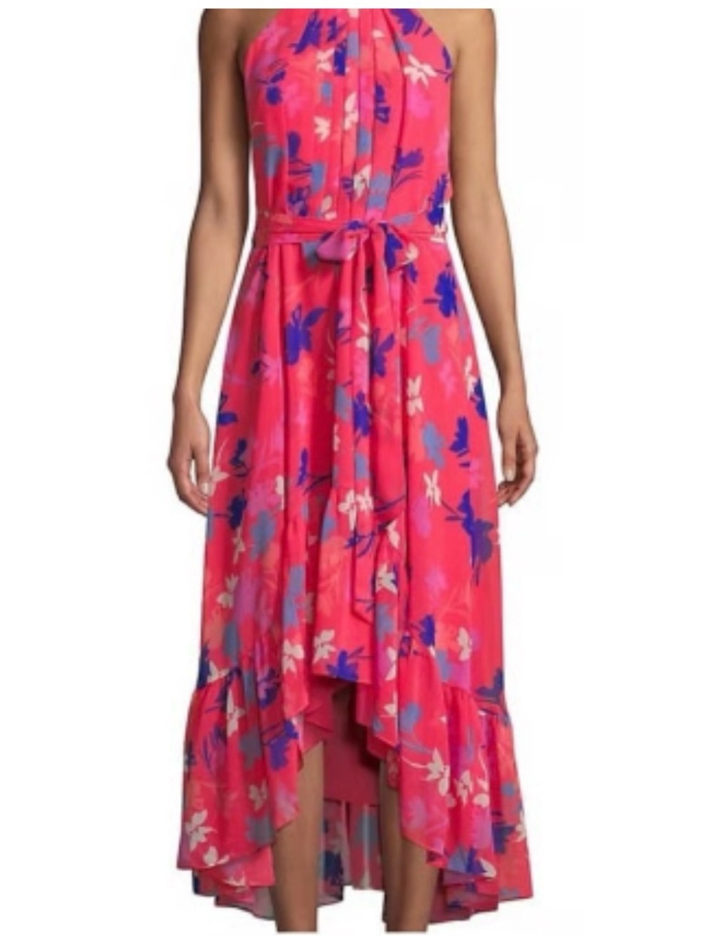 Vince Camuto Hot Pink Floral Halter High-Low Dress